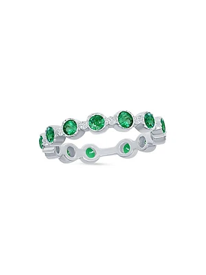 14K White Gold, Emerald & 0.12 TCW Diamond Ring