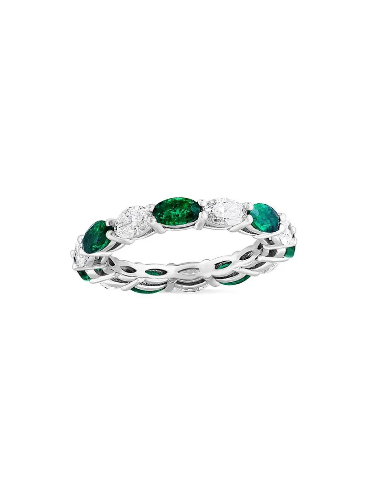 14K White Gold, Emerald & 1.41 TCW Diamond Ring