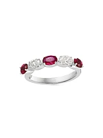 14K White Gold, Ruby & 0.40 TCW Diamond Band Ring