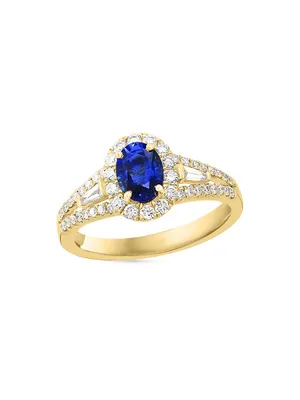 18K Gold, Sapphire & 0.51 TCW Diamond Ring