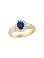 18K Gold, Sapphire & 0.51 TCW Diamond Ring