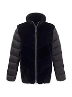Shearling Lamb Jacket With Quilted Sleeves And Back