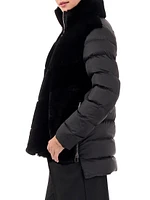 Shearling Lamb Jacket With Quilted Sleeves And Back