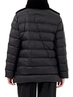 Shearling Lamb Jacket With Quilted Sleeves And Back