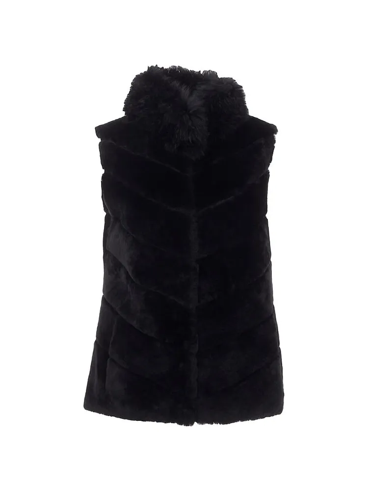 Reversible Shearling Lamb Vest With Cashmere Goat Trim