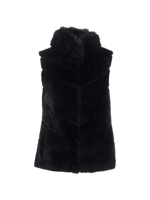 Reversible Shearling Lamb Vest With Cashmere Goat Trim