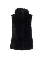 Reversible Shearling Lamb Vest With Cashmere Goat Trim