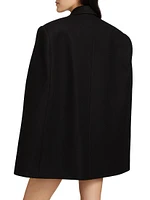 Double-Breasted Wool Crop Cape