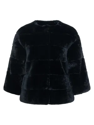 Collarless Shearling Lamb Jacket