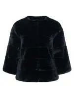 Collarless Shearling Lamb Jacket