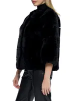 Collarless Shearling Lamb Jacket