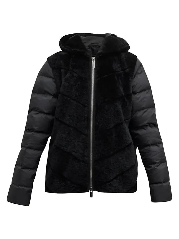 Shearling Lamb Jacket With Quilted Sleeves and Back