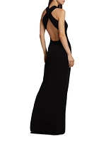 Twisted Halter Jersey Maxi Dress