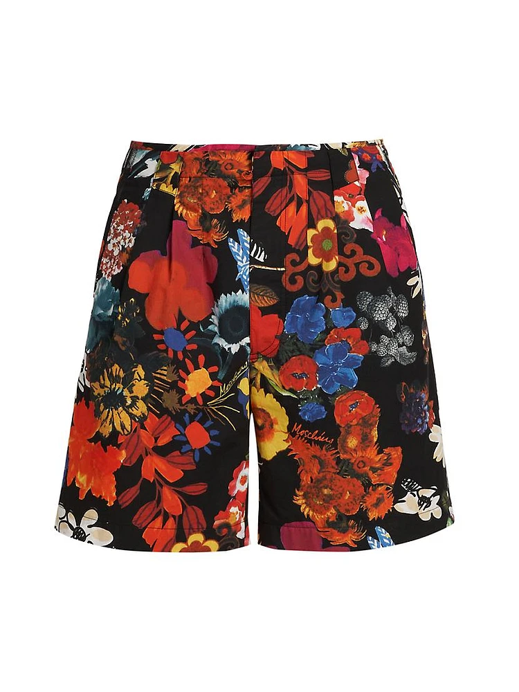 Pleated Floral Shorts