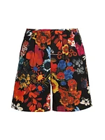 Pleated Floral Shorts