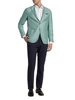 COLLECTION Striped Chevron Wool & Silk-Blend Two-Button Sport Coat