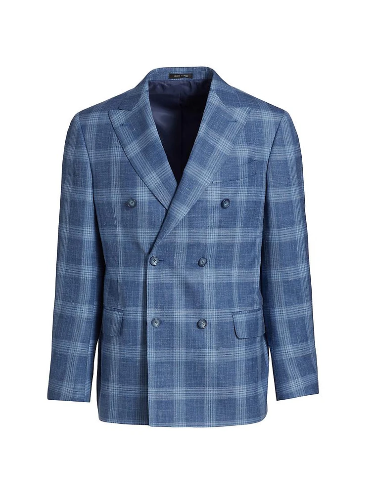 COLLECTION Plaid Wool-Blend Double-Breasted Sport Coat