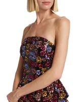 Floral Bouquet Sequin Tulle Cocktail Minidress