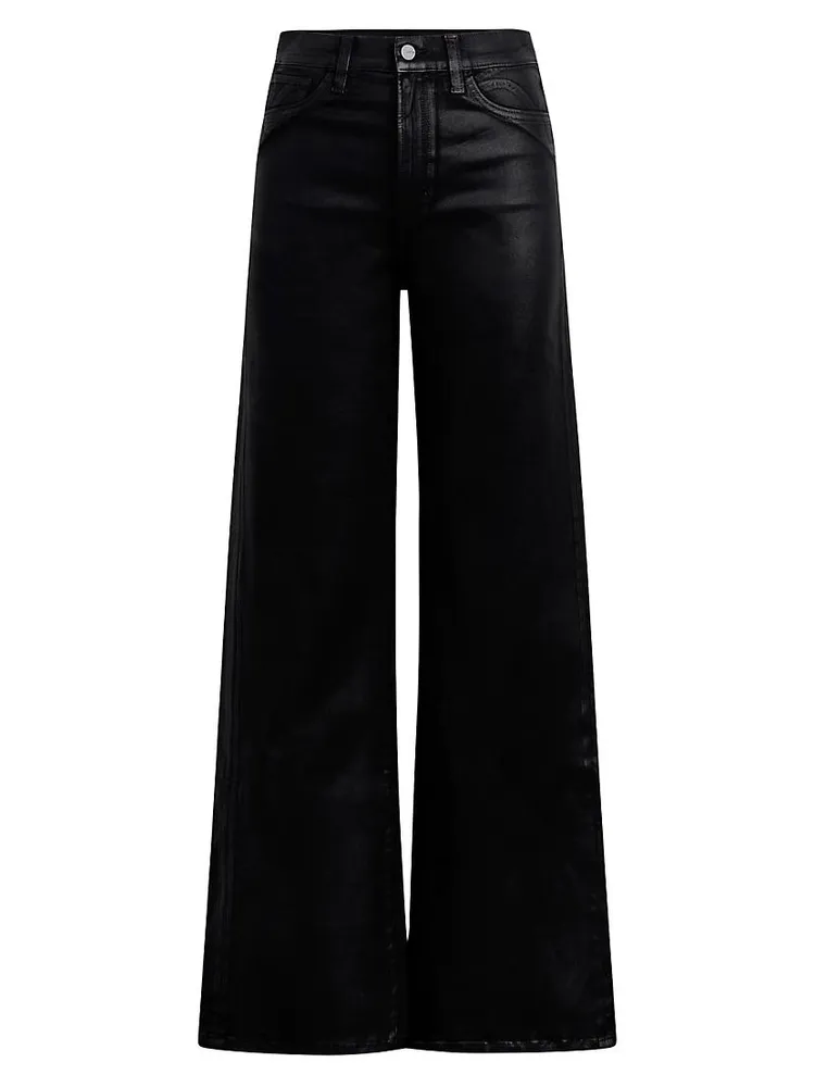 Petite The Mia High-Rise Stretch Coated Wide-Leg Jeans