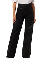 Petite The Mia High-Rise Stretch Coated Wide-Leg Jeans