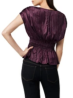 The Lea Gathered Satin Peplum Top