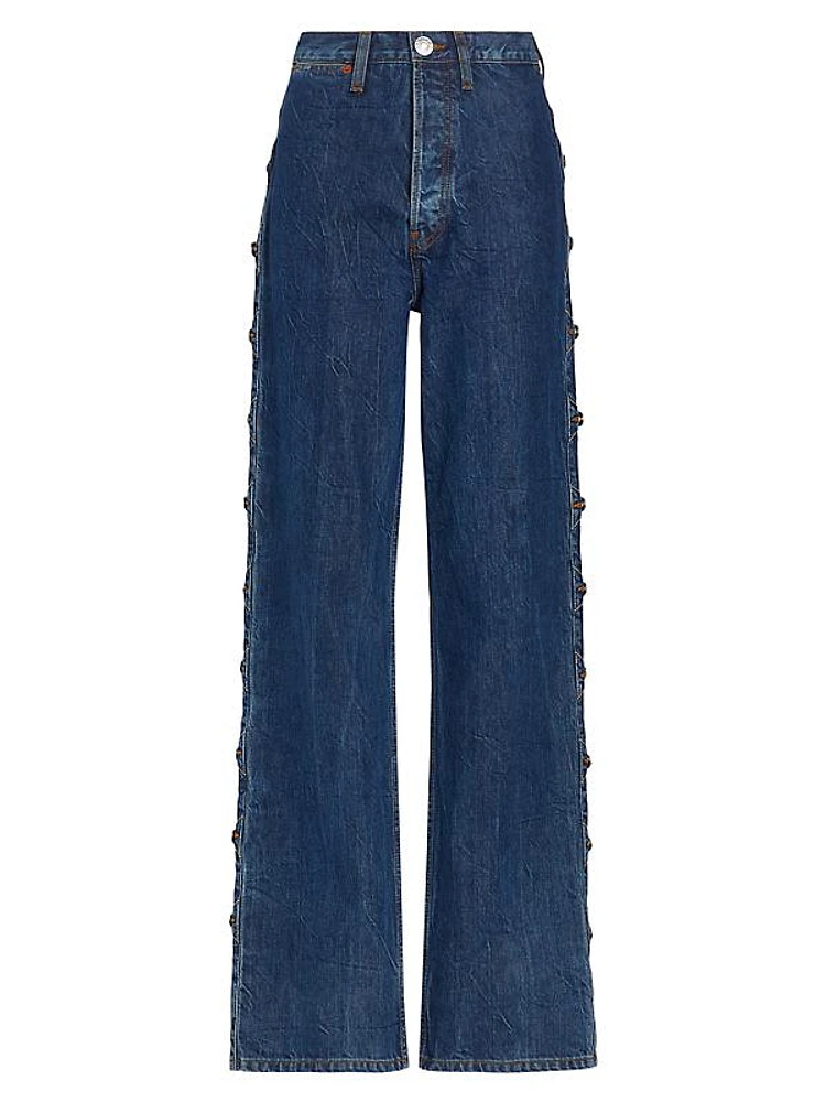 Western High-Rise Loose Wide-Leg Jeans