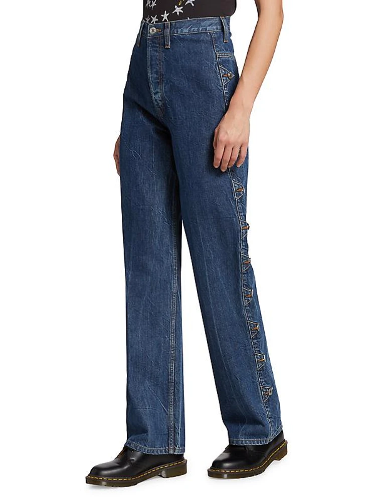 Western High-Rise Loose Wide-Leg Jeans