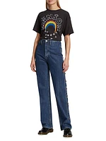 Western High-Rise Loose Wide-Leg Jeans