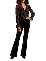 Lou Lou Velvet High-Rise Flare Pants