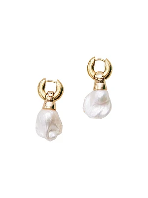 Stina 14K Gold-Plated & Freshwater Pearls Hoop Earrings