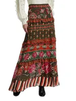 Ainika Floral Tiered Maxi Skirt