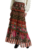 Ainika Floral Tiered Maxi Skirt