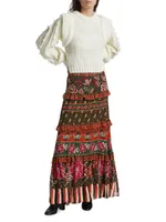 Ainika Floral Tiered Maxi Skirt