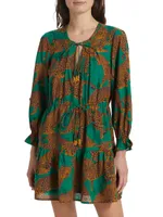 Artsy Leopards Cotton Tie-Waist Minidress