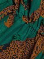 Artsy Leopards Cotton Tie-Waist Minidress
