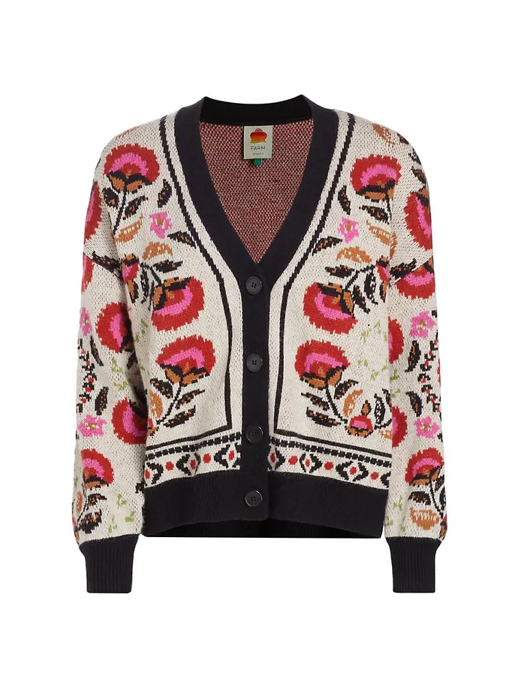 Palms Paradise Sand Needlepoint Cardigan