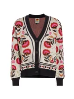 Palms Paradise Sand Needlepoint Cardigan