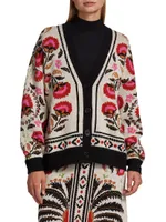 Palms Paradise Sand Needlepoint Cardigan