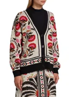 Palms Paradise Sand Needlepoint Cardigan