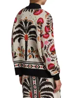 Palms Paradise Sand Needlepoint Cardigan