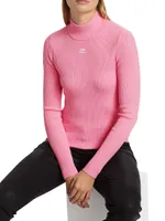 Mock Turtleneck Rib-Knit Sweater