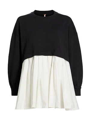 Eleanor Pleated Cotton Sweatshirt