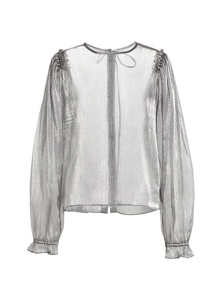 Freya Metallic Semi-Sheer Blouse