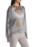 Freya Metallic Semi-Sheer Blouse