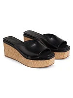 Seon 70MM Leather Wedge Sandals