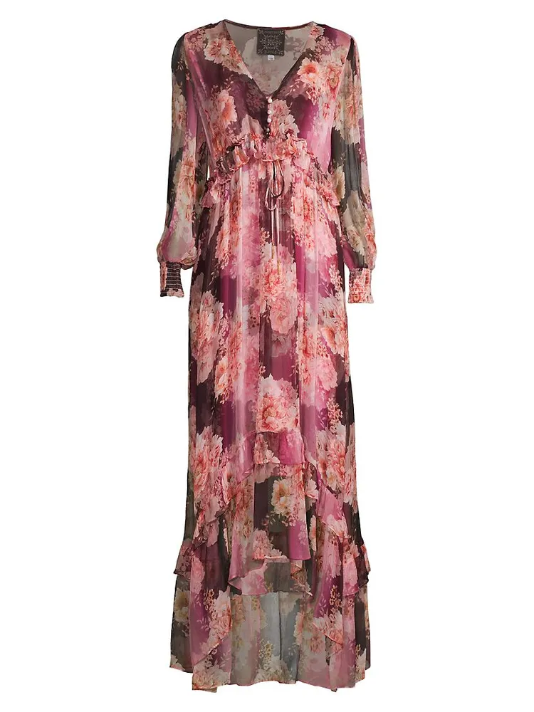 Carina Floral Silk Maxi Dress