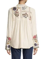 Mabel Floral-Embroidered Blouse