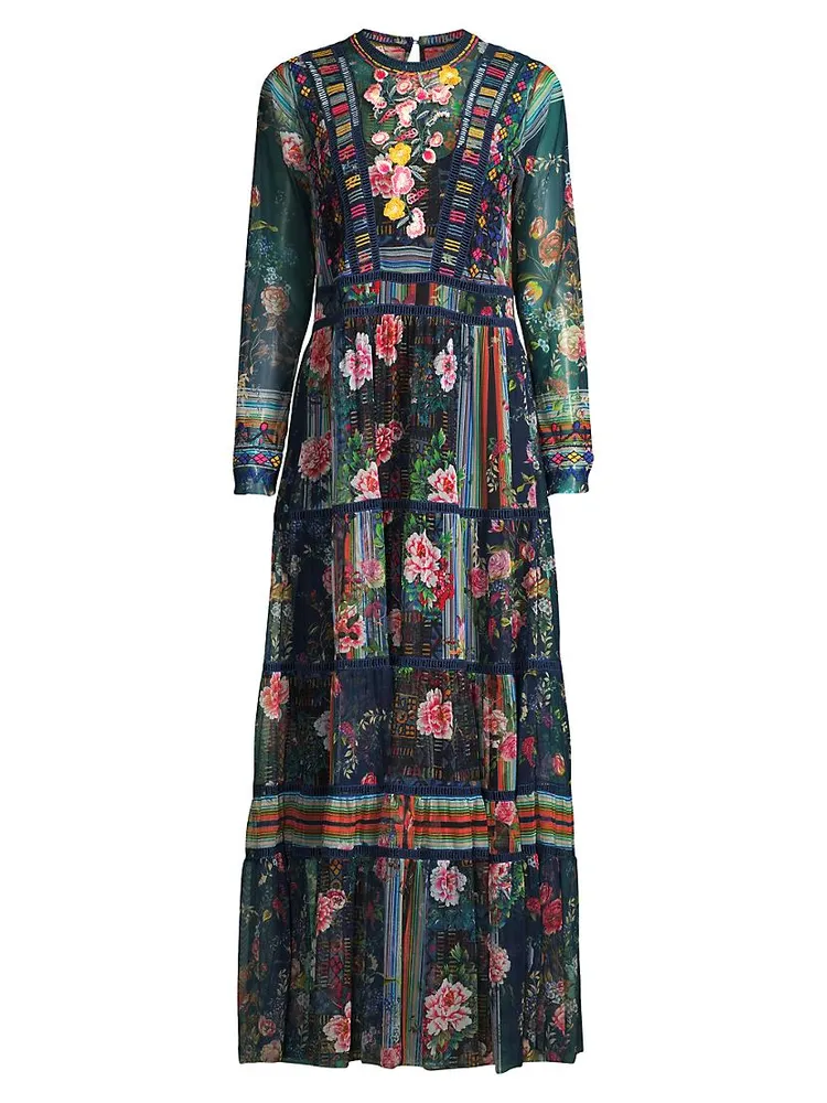 Dayana Embroidered Floral Mesh Dress
