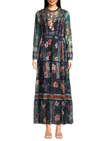 Dayana Embroidered Floral Mesh Dress