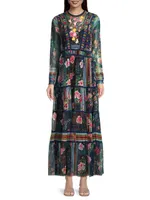 Dayana Embroidered Floral Mesh Dress